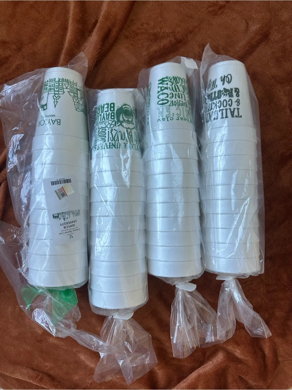 Baylor university White Foam Cups - Pack of Party Cups